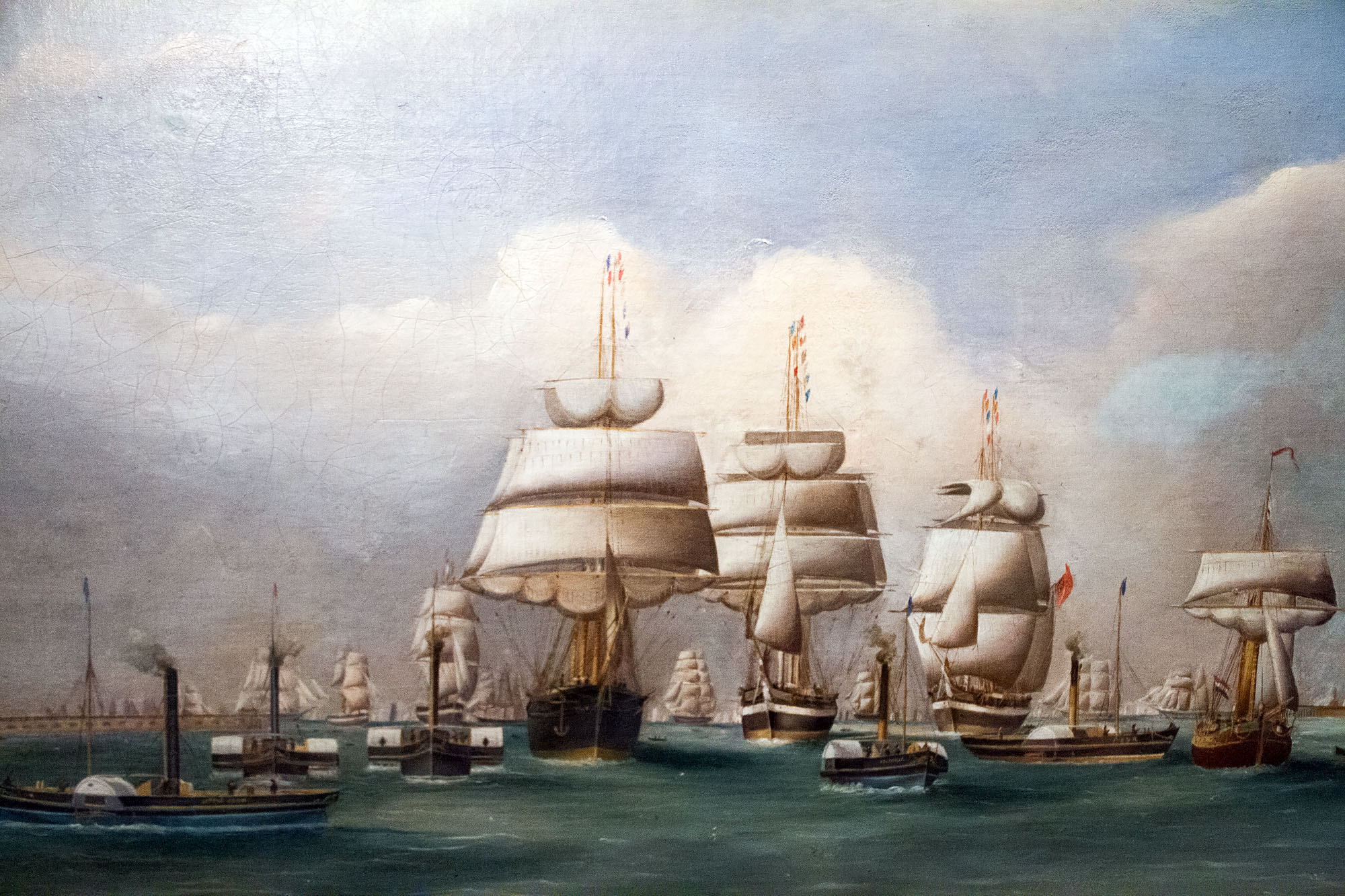 Old painting of sailing boats