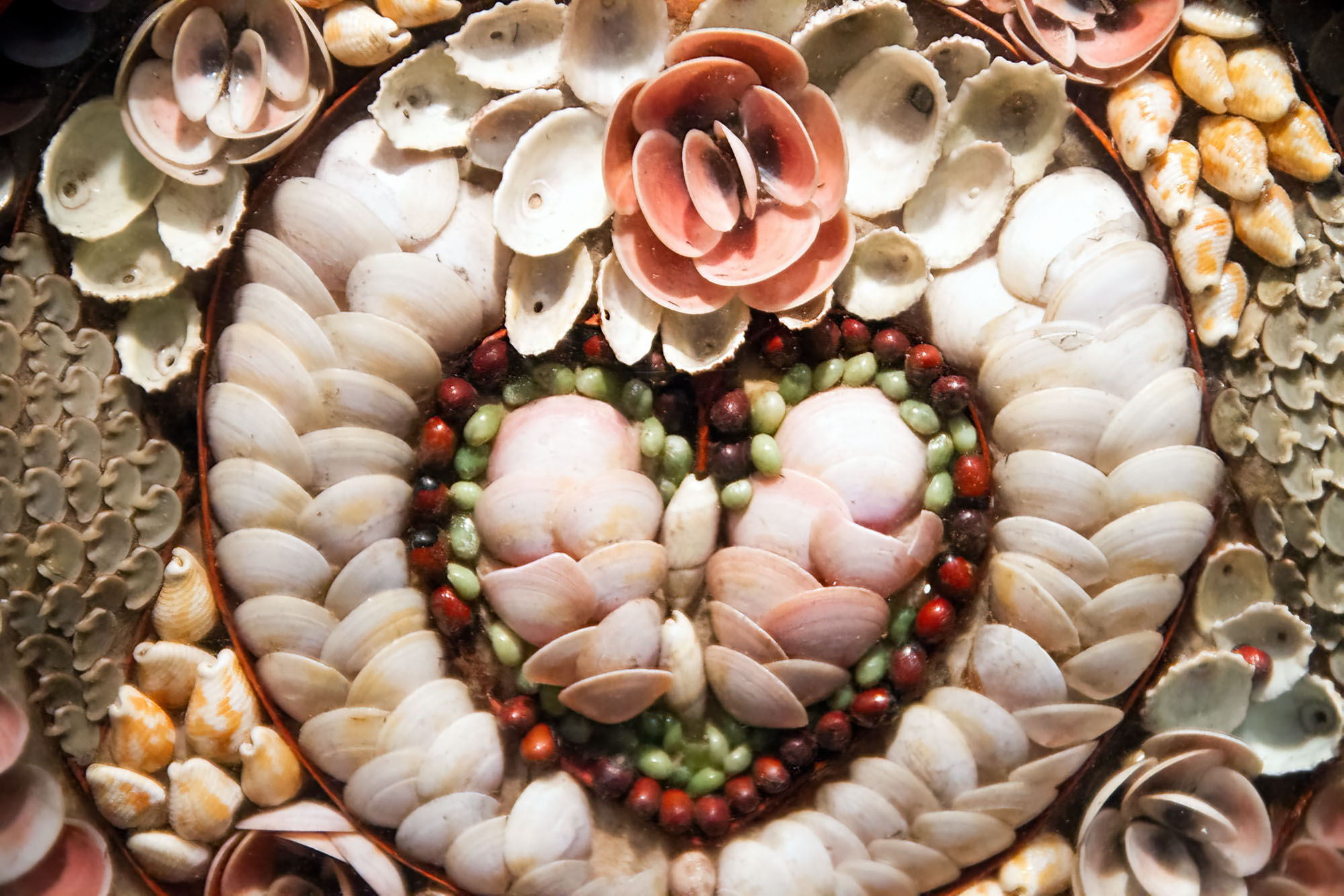 Art piece made, heart made out of seashells