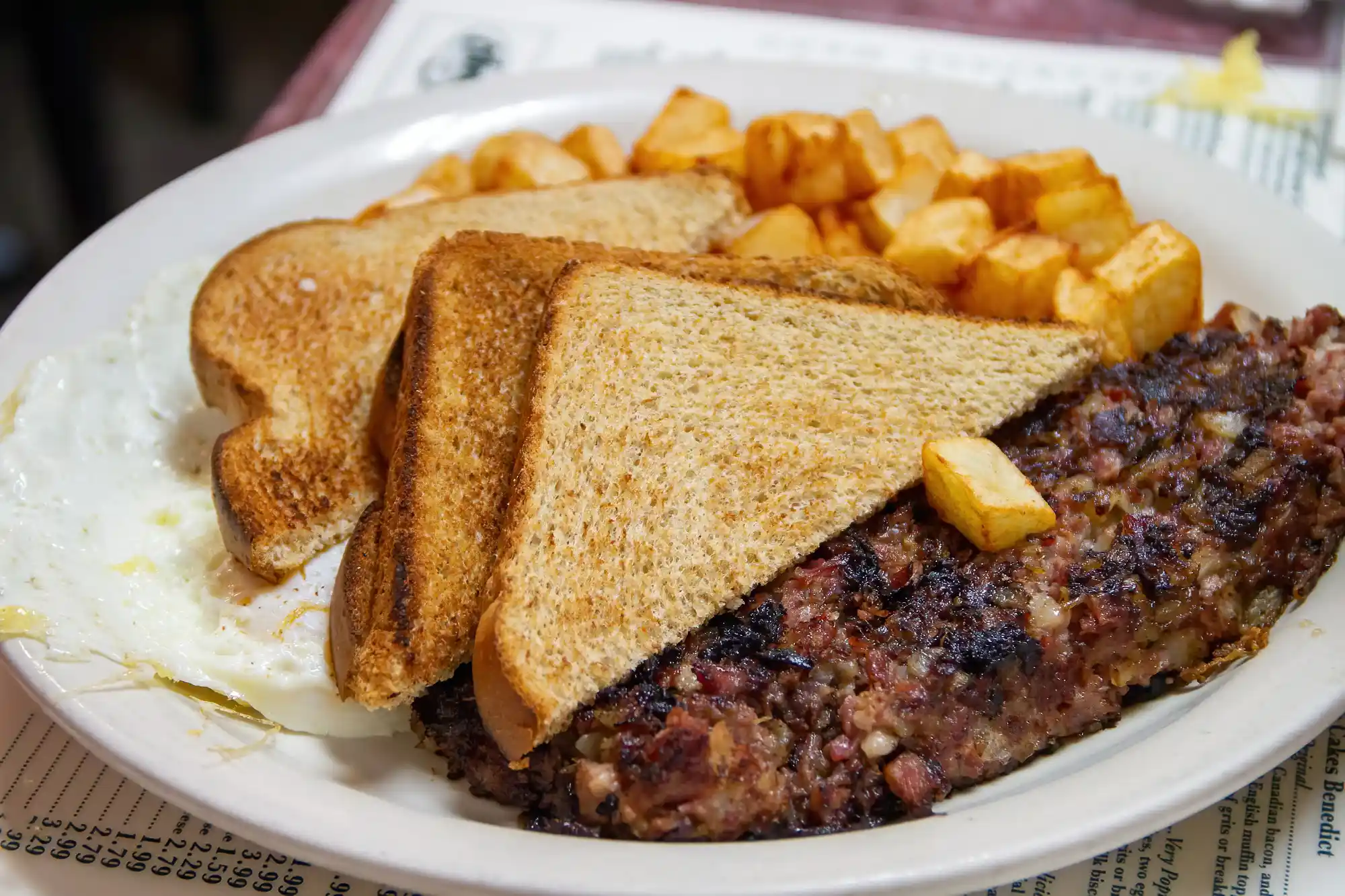 Clary's for Breakfast! 3 Breakfast with toast, eggs and potatoes