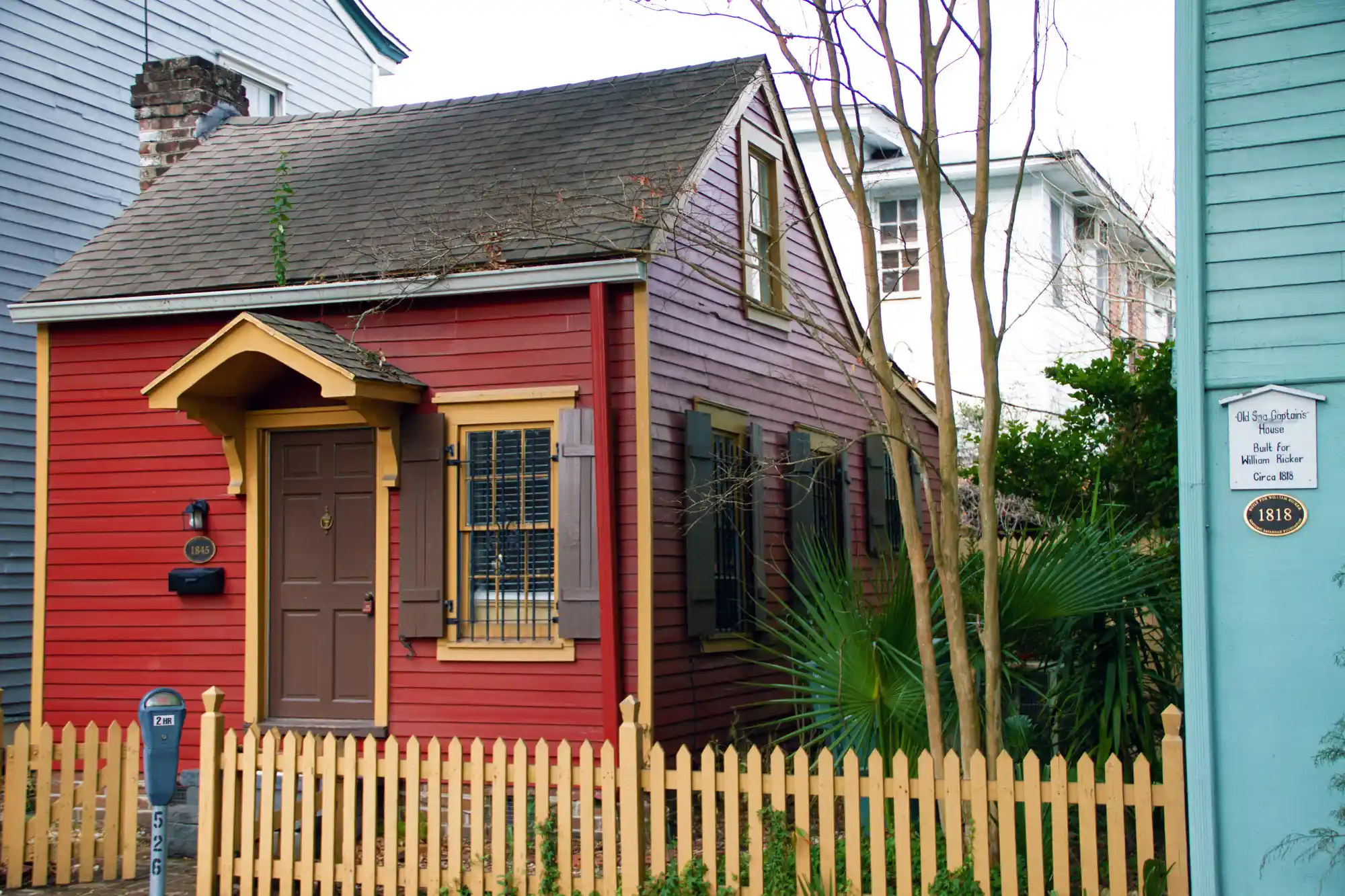 Greene Square in Savannah with the tiny red house