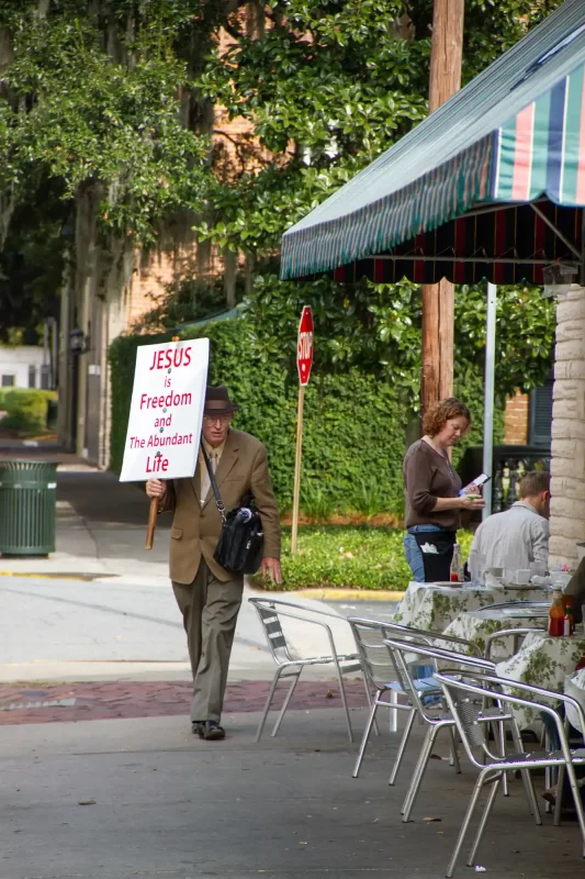 Demonstrator at Clary's Diner