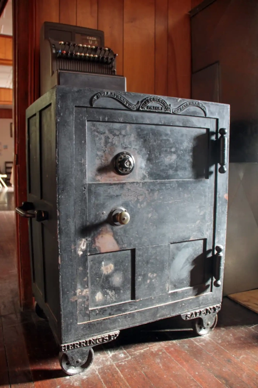 Old black safe inside the first African Baptist Church