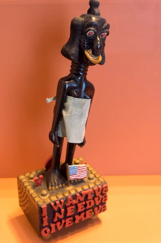 Wooden statue at the beach institute