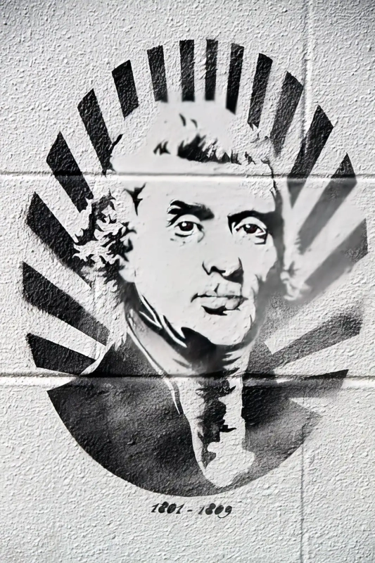 Stencil street art in Savannah