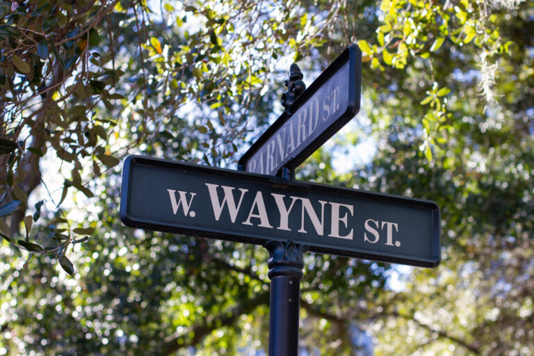Barnad and Wayne street sign Savannah