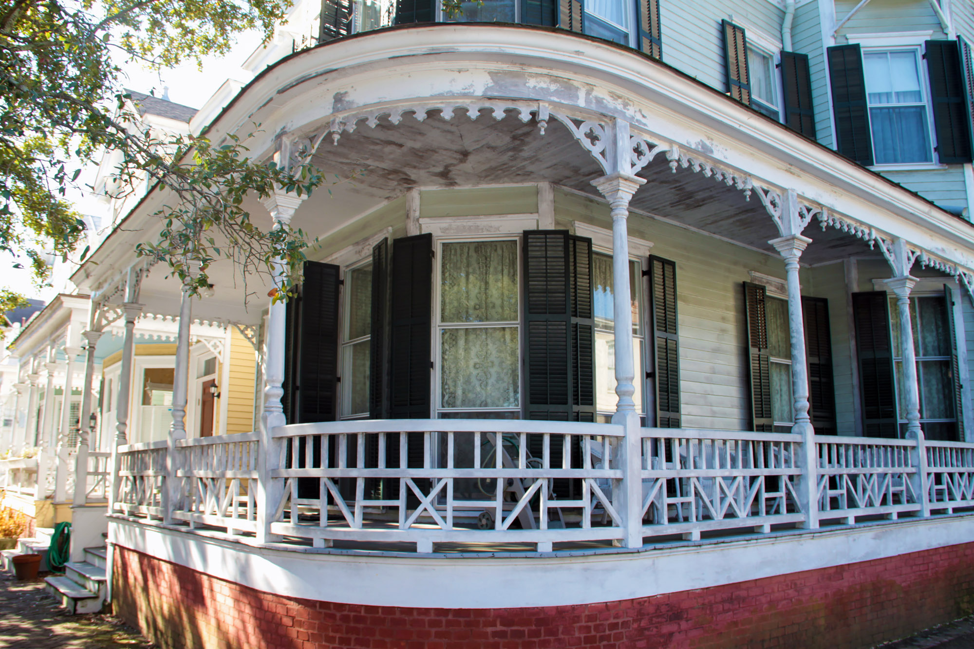 Round porch Whitefield Square in Savannah